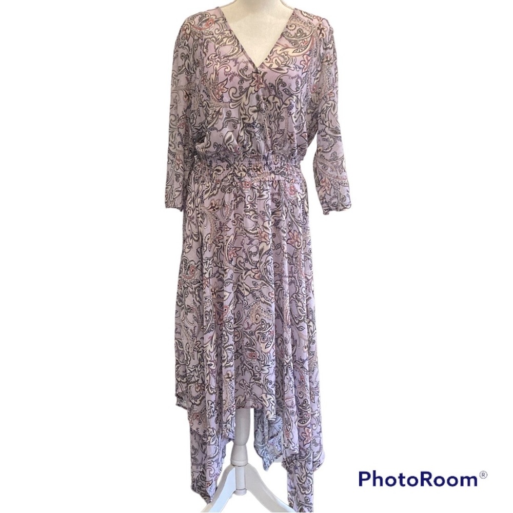 Est. 1946 Paisley Sheer Handkerchief Hem Dress with Matching Slip